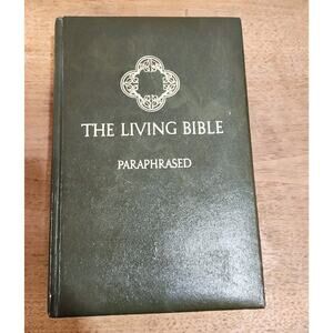 The Living Bible Paraphrased Green Padded Faux Leather 1973 Tyndale Hardcover